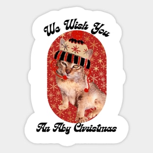 Cute Abyssinian Kitten Merry Christmas Sticker